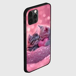 Чехол для iPhone 12 Pro Влюбленные котята в розовых блестках, цвет: 3D-черный — фото 2