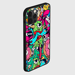 Чехол для iPhone 12 Pro Color doodle monsters, цвет: 3D-черный — фото 2