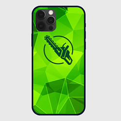 Чехол для iPhone 12 Pro Chainsaw Man green poly, цвет: 3D-черный