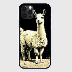 Чехол для iPhone 12 Pro Лама на черном, цвет: 3D-черный