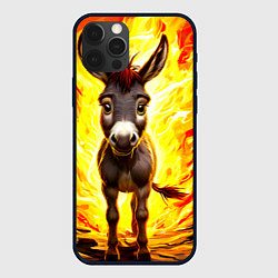 Чехол для iPhone 12 Pro Ослик в огне, цвет: 3D-черный