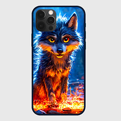 Чехол для iPhone 12 Pro Волк искры под лапами, цвет: 3D-черный