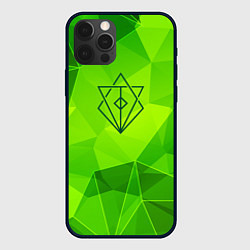 Чехол для iPhone 12 Pro In Flames green poly, цвет: 3D-черный