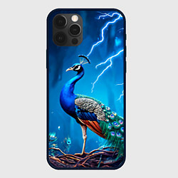 Чехол для iPhone 12 Pro Павлин и молния, цвет: 3D-черный