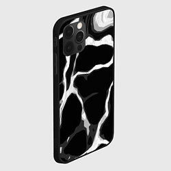 Чехол для iPhone 12 Pro Белые абстрактные полосы на чёрном фоне, цвет: 3D-черный — фото 2