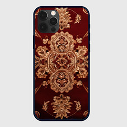 Чехол для iPhone 12 Pro Классический бордовый узор, цвет: 3D-черный