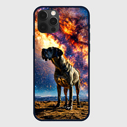 Чехол для iPhone 12 Pro Немецкий дог и космическое небо, цвет: 3D-черный