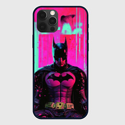 Чехол для iPhone 12 Pro Бэтмен с розовым фоном, цвет: 3D-черный