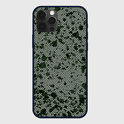 Чехол для iPhone 12 Pro Тёмный зелёный пятнистый, цвет: 3D-черный
