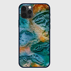 Чехол для iPhone 12 Pro Окаменелые динозавры, тропический зеленый, цвет: 3D-черный