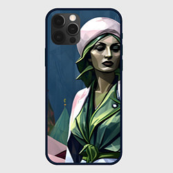 Чехол для iPhone 12 Pro Девушка в зеленом платье, цвет: 3D-черный
