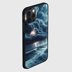 Чехол для iPhone 12 Pro Шторм на море - сверкание молний, цвет: 3D-черный — фото 2