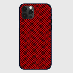 Чехол для iPhone 12 Pro Красно-чёрный текстуры, цвет: 3D-черный