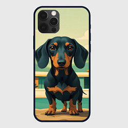 Чехол для iPhone 12 Pro Такса и лето, цвет: 3D-черный