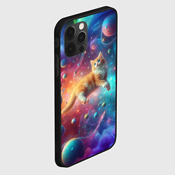 Чехол для iPhone 12 Pro Рыжий космический котёнок - неоновое свечение, цвет: 3D-черный — фото 2