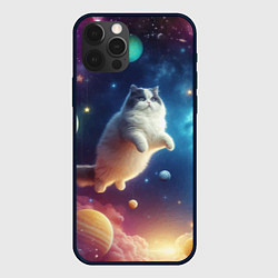 Чехол для iPhone 12 Pro Космическая кисуля - неоновое свечение, цвет: 3D-черный