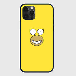 Чехол для iPhone 12 Pro Лицо Гомера Симпсона - улыбка, цвет: 3D-черный