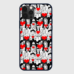 Чехол для iPhone 12 Pro Девушки держат сердца, цвет: 3D-черный