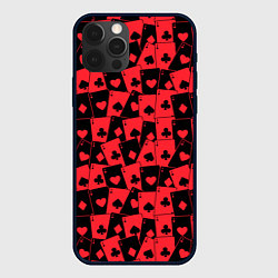 Чехол для iPhone 12 Pro Тузы черно-красные, цвет: 3D-черный