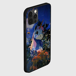 Чехол для iPhone 12 Pro Синий единорог в кустах, цвет: 3D-черный — фото 2