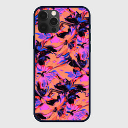 Чехол для iPhone 12 Pro Абстрактные цветы - текучая краска, цвет: 3D-черный