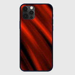 Чехол для iPhone 12 Pro Красно-оранжевый полосы текстурные с затемнением, цвет: 3D-черный