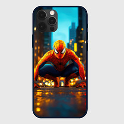 Чехол для iPhone 12 Pro Человек паук на старте, цвет: 3D-черный