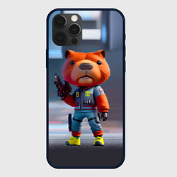 Чехол для iPhone 12 Pro Крутой капибара с пистолетом - киберпанк фантазия, цвет: 3D-черный