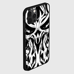 Чехол для iPhone 12 Pro Абстрактный узор - изогнутые формы трайбл татуиров, цвет: 3D-черный — фото 2