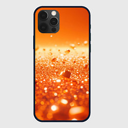 Чехол для iPhone 12 Pro Оранжевые блестящие частицы текстура, цвет: 3D-черный
