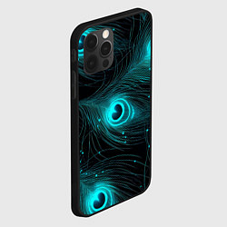 Чехол для iPhone 12 Pro Светящиеся перья павлина паттерн, цвет: 3D-черный — фото 2