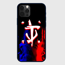 Чехол для iPhone 12 Pro Doom flame neon, цвет: 3D-черный