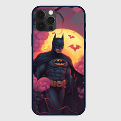 Чехол для iPhone 12 Pro Бэтмен и дерево с цветами, цвет: 3D-черный