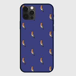 Чехол для iPhone 12 Pro Клевая птица удод на фиолетовом фоне, цвет: 3D-черный
