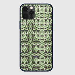 Чехол iPhone 12 Pro Геометрическая текстура серо-зеленая
