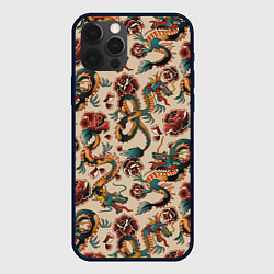 Чехол для iPhone 12 Pro Дракон и роза, цвет: 3D-черный