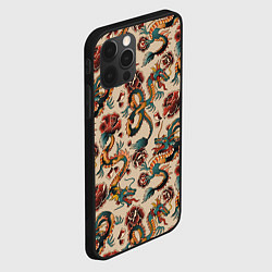 Чехол для iPhone 12 Pro Дракон и роза, цвет: 3D-черный — фото 2