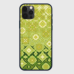 Чехол для iPhone 12 Pro Зеленый узорчатый градиент, цвет: 3D-черный