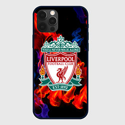 Чехол для iPhone 12 Pro Liverpool огненный стиль текстура, цвет: 3D-черный
