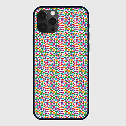 Чехол для iPhone 12 Pro Разноцветные мелкие камешки, цвет: 3D-черный