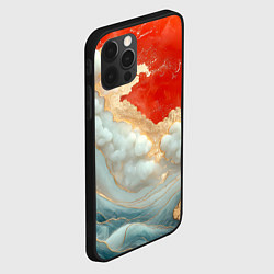 Чехол для iPhone 12 Pro Объемные Японские волны, цвет: 3D-черный — фото 2