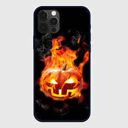 Чехол для iPhone 12 Pro Горящая тыква джек, цвет: 3D-черный