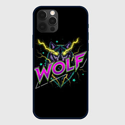 Чехол для iPhone 12 Pro Голова волка со светящимися желтыми глазами, цвет: 3D-черный