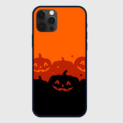 Чехол для iPhone 12 Pro Хэллоуин счастливые тыквы, цвет: 3D-черный