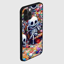 Чехол для iPhone 12 Pro Смеющиеся прикольные скелетики - нейроарт, цвет: 3D-черный — фото 2