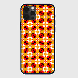 Чехол для iPhone 12 Pro Цветочная геометрия красно-желтая, цвет: 3D-черный