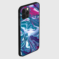 Чехол для iPhone 12 Pro Абстракция бело сине красный мрамор, цвет: 3D-черный — фото 2