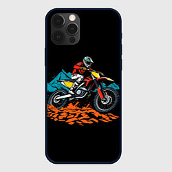 Чехол для iPhone 12 Pro Motocross and mountains, цвет: 3D-черный