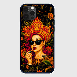 Чехол для iPhone 12 Pro Славянская девушка, цвет: 3D-черный