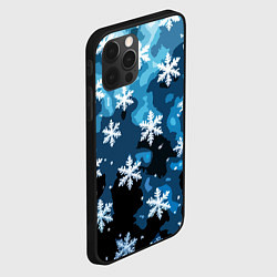 Чехол для iPhone 12 Pro Стилизованный паттерн со снежинками тёмно-синий, цвет: 3D-черный — фото 2